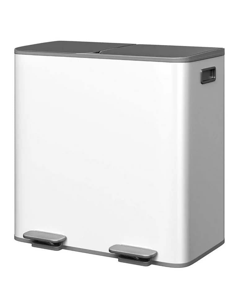 GarveeMore Mülleimer 2x40L Edelstahl Grau/Weiß Soft-Close Tretmülleimer - Bild 2