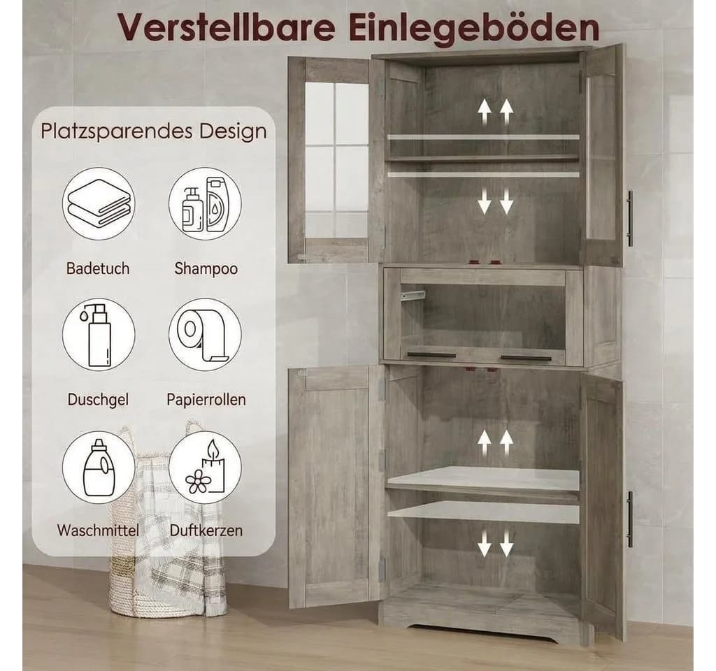 GarveeMore Küchenbuffet Grau 5 Türen & 2 Regale - Bild 3