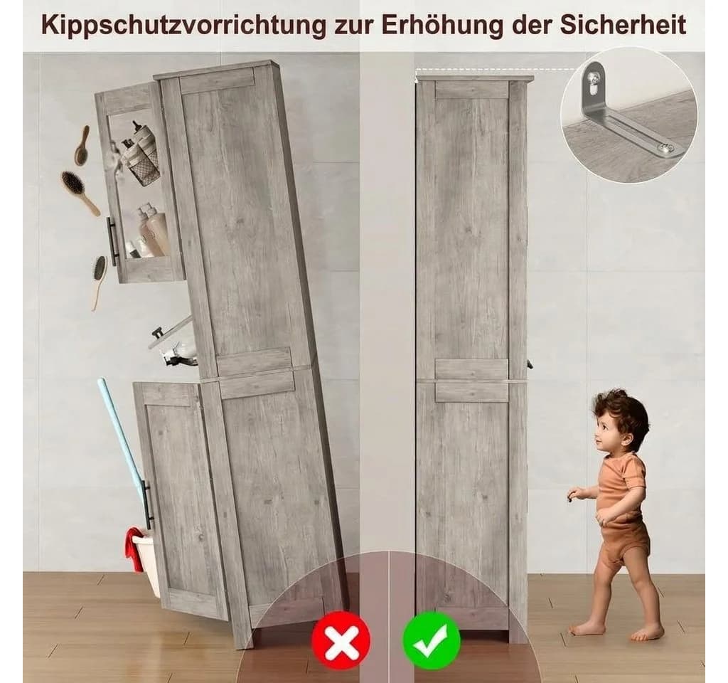 GarveeMore Küchenbuffet Grau 5 Türen & 2 Regale - Bild 5