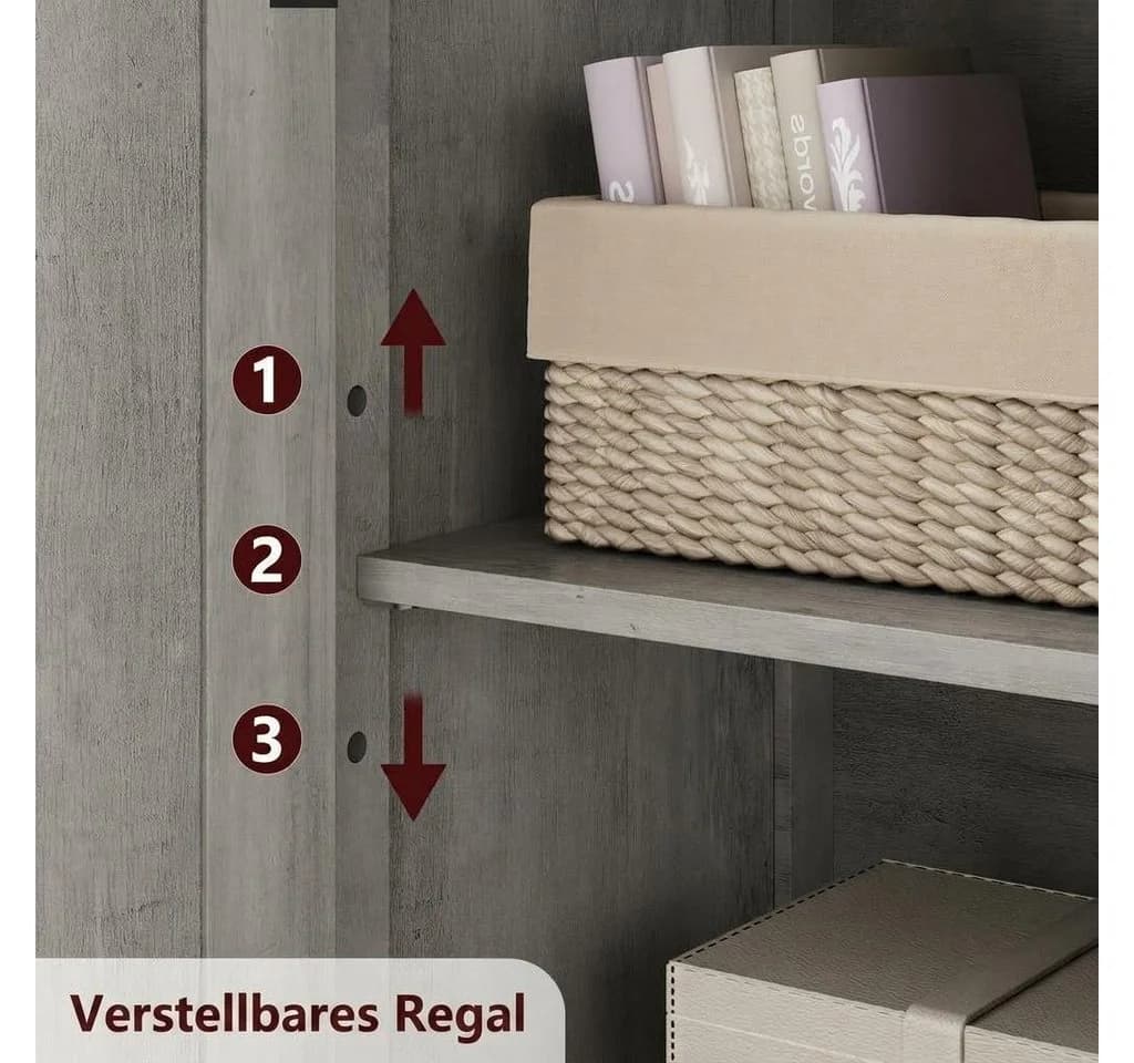 GarveeMore Hochschrank Grau mit 4 Türen und verstellbaren Böden - Bild 5