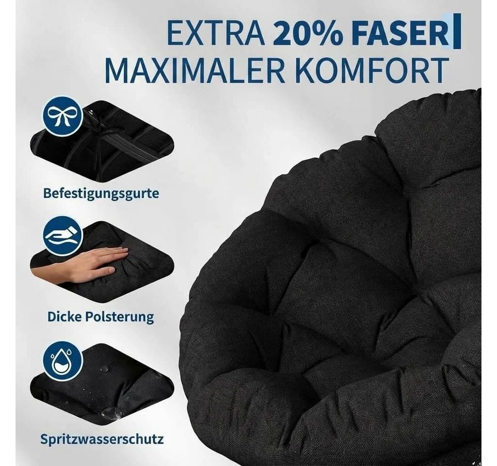 GarveeMore Relaxsessel Grau 360° Drehsessel Rattan-Optik - Bild 4