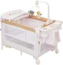 GarveeMore Baby-Reisebett 4-in-1 Beistellbett Klappbar Beige/Weiß Bild 2