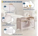 GarveeMore Baby-Reisebett 4-in-1 Beistellbett Klappbar Beige/Weiß Bild 3