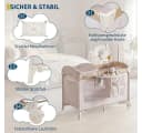 GarveeMore Baby-Reisebett 4-in-1 Beistellbett Klappbar Beige/Weiß Bild 4
