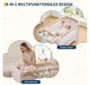 GarveeMore Baby-Reisebett 4-in-1 Beistellbett Klappbar Beige/Weiß Bild 5