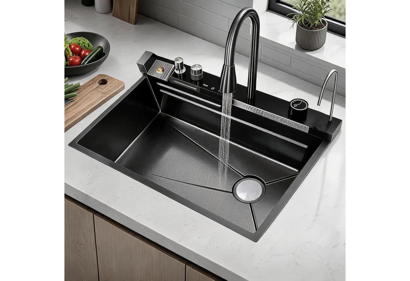 GarveeMore Einbauspüle Edelstahl 80x45cm Schwarz - Bild 2