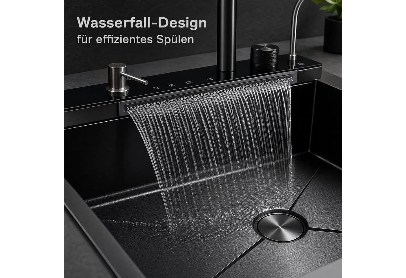 GarveeMore Einbauspüle Edelstahl 80x45cm Schwarz - Bild 3
