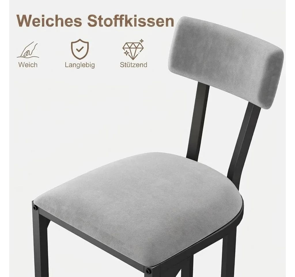 GarveeMore Barhocker 2er-Set mit Rückenlehne Weiß Samt - Bild 3