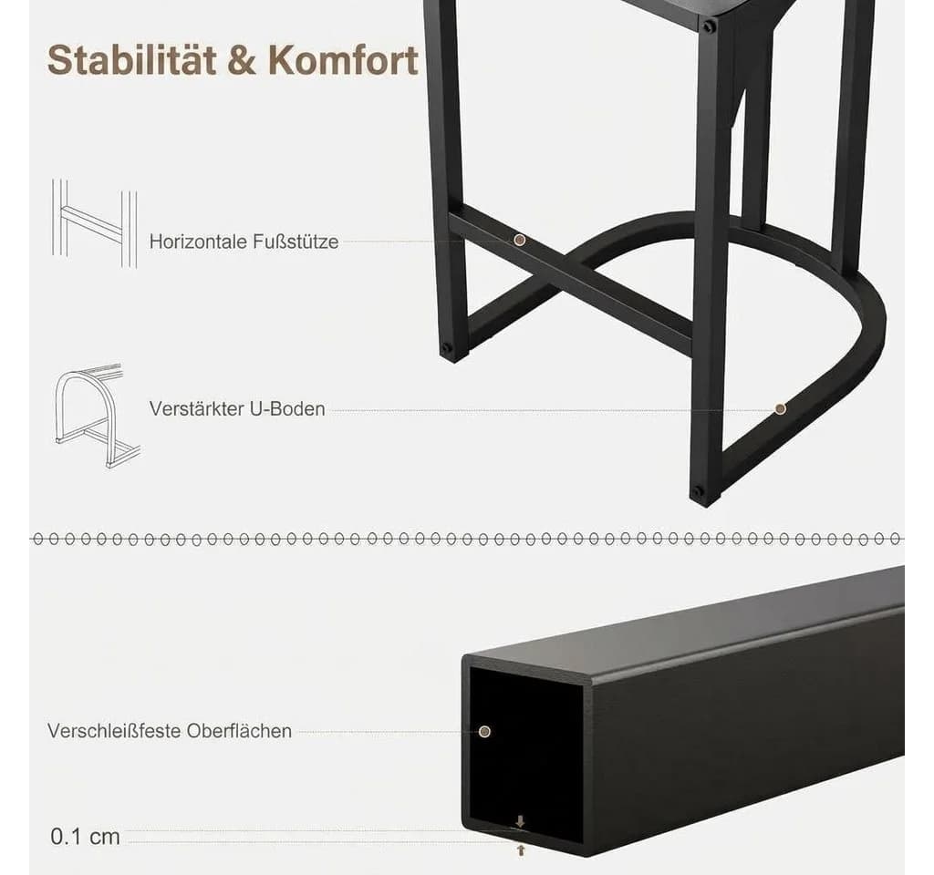 GarveeMore Barhocker 2er-Set mit Rückenlehne Weiß Samt - Bild 5