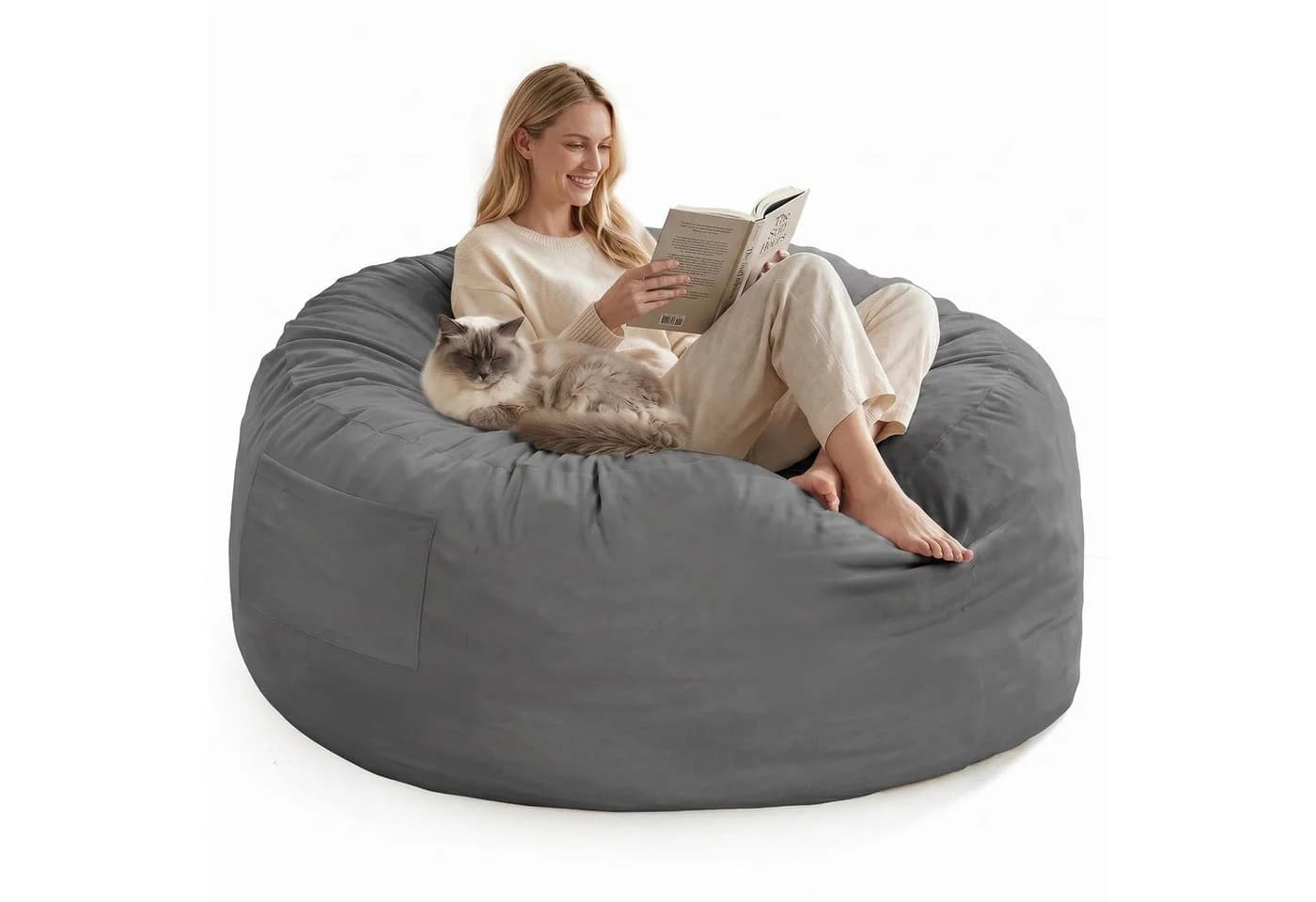 GarveeMore 3-in-1 Sitzsack Grau Memory-Schaumstoff umwandelbar