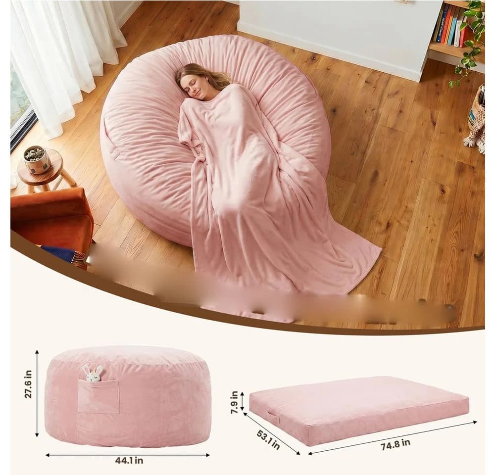 GarveeMore 3-in-1 Sitzsack Grau Memory-Schaumstoff umwandelbar - Bild 3