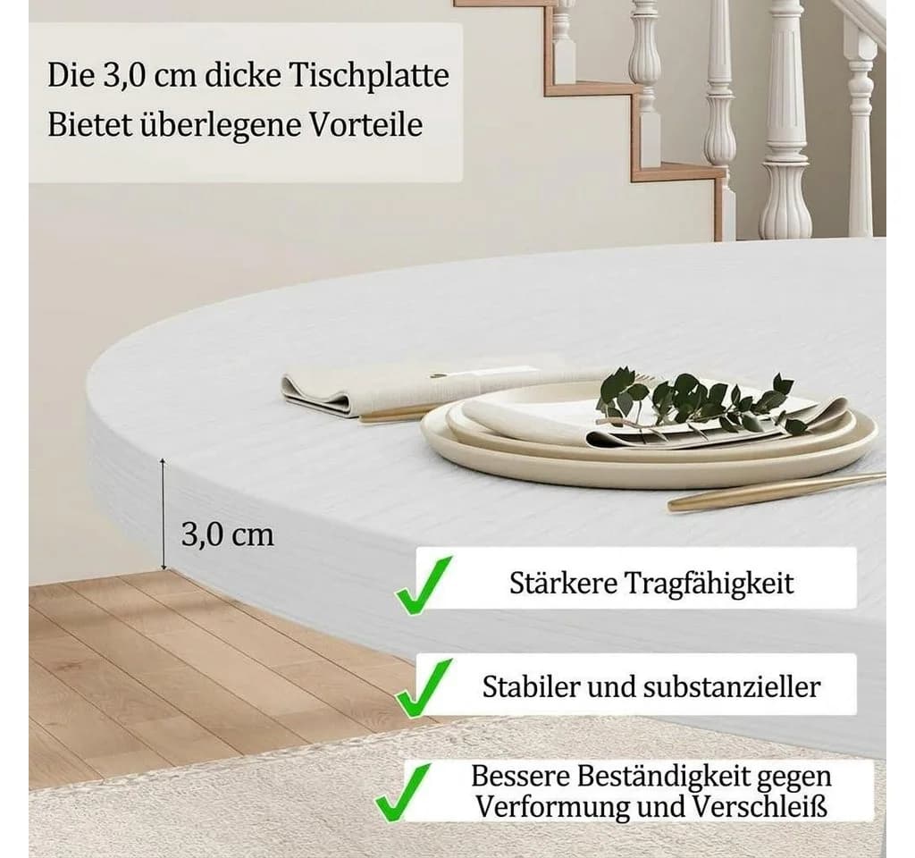 GarveeMore Runder Esstisch 119 cm Holz Sockel - Bild 3