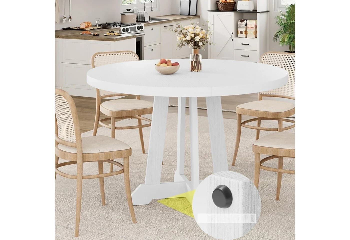 GarveeMore Runder Esstisch 119 cm Holz Sockel - Bild 4