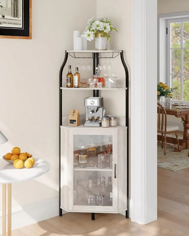 GarveeMore Eckschrank Industrial Grau mit LED & Steckdose - Bild 2