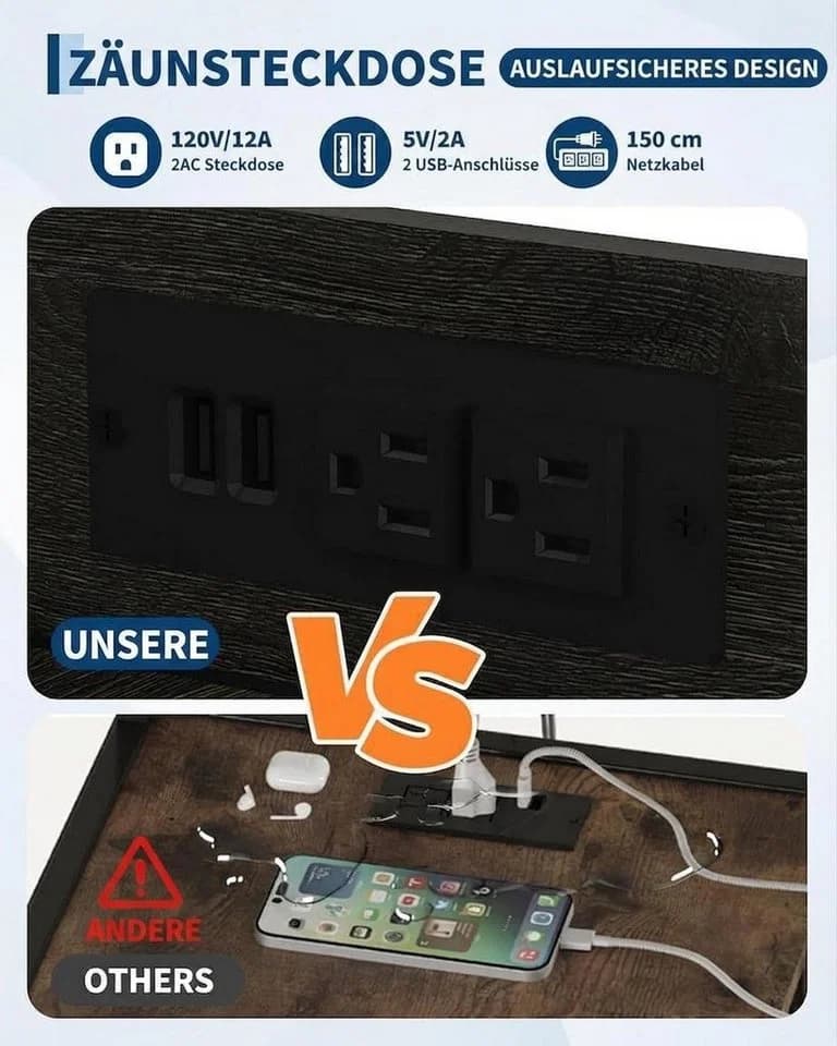 GarveeMore Eckschrank 5 Ebenen MDF Barschrank mit LED, Steckdose & Glashalter - Bild 5