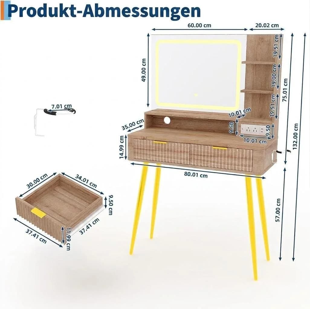 GarveeMore Schminktisch Beleuchtet mit Spiegel und LED