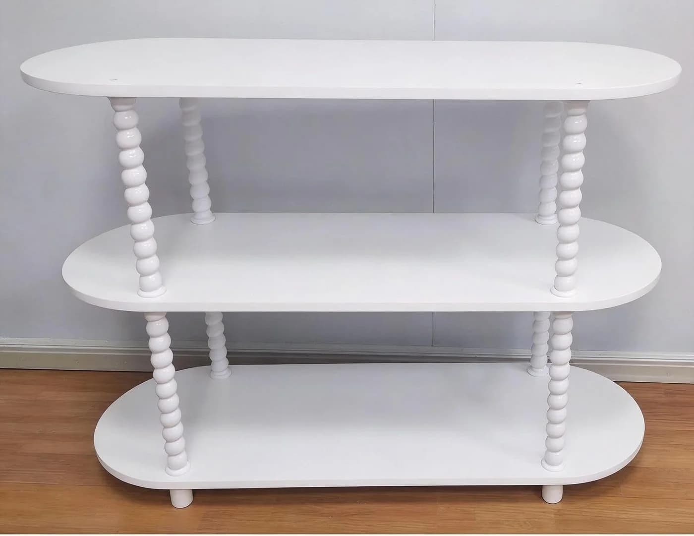 GarveeMore Konsolentisch 3 Ebenen Weiß Kürbisrohr-Design