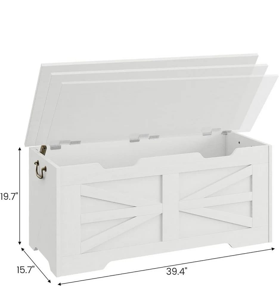 GarveeMore Aufbewahrungsbox 100cm Holz-Sitzbank Weiß