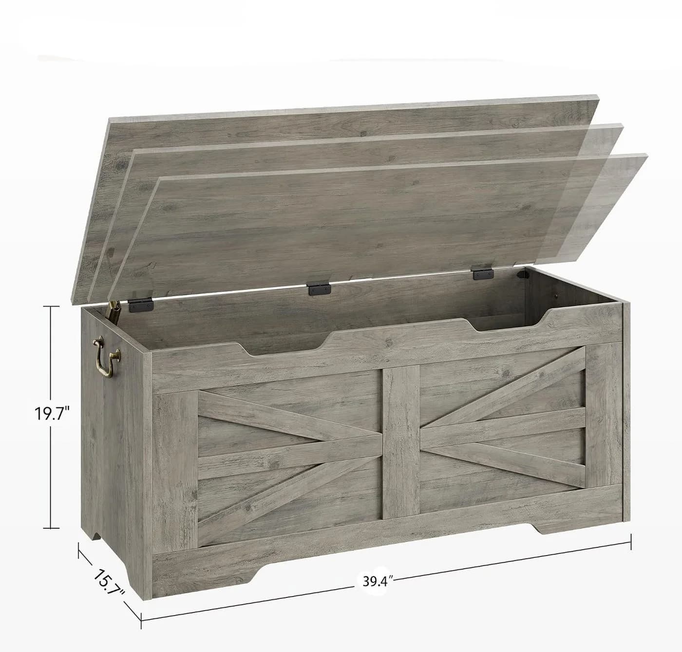 GarveeMore Sitzbank Aufbewahrungsbox Holz 100cm mit Sicherheits-Scharnier