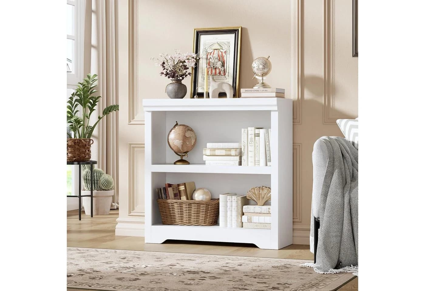 GarveeMore Bücherregal Landhausstil Weiß Offenes Regal