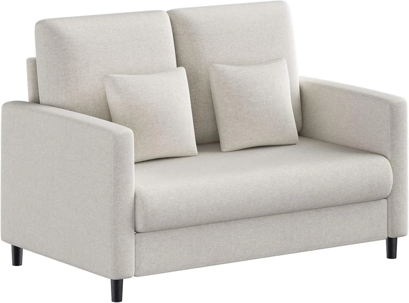 GarveeMore 2-Sitzer Sofa Mid-Century Stil Beige Massivholz - Bild 2