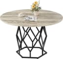 GarveeMore Runder Esstisch 120cm Grau Landhaus-Stil Bild 2