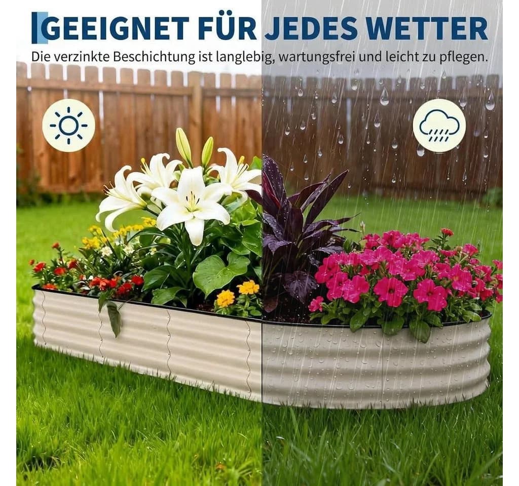 GarveeMore Hochbeet Metall Pflanzkasten Rostbeständig Beige/Grün