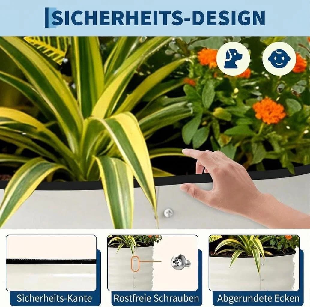 GarveeMore Hochbeet Metall Pflanzkasten Rostbeständig Beige/Grün - Bild 5