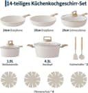 GarveeMore Topf-Set 14-tlg. Aluminium Keramik-Antihaft Weiß Bild 1