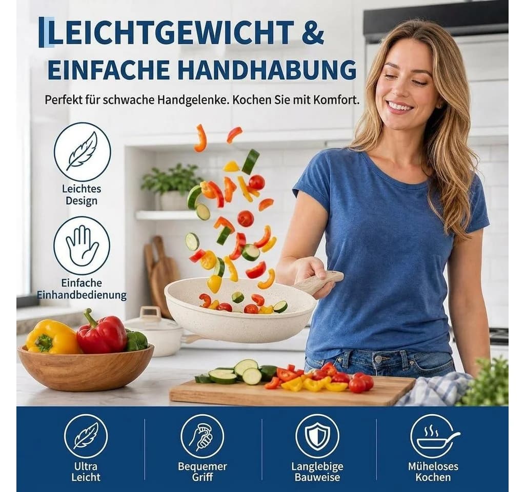 GarveeMore Topf-Set 14-tlg. Aluminium Keramik-Antihaft Weiß - Bild 4
