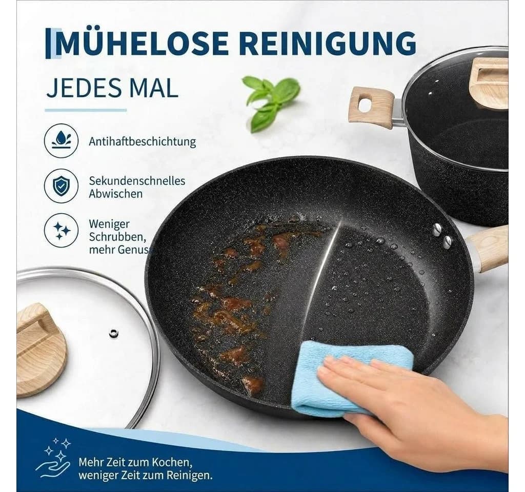 GarveeMore 21-tlg. Keramik-Topfset Schwarz Antihaft Induktion - Bild 5
