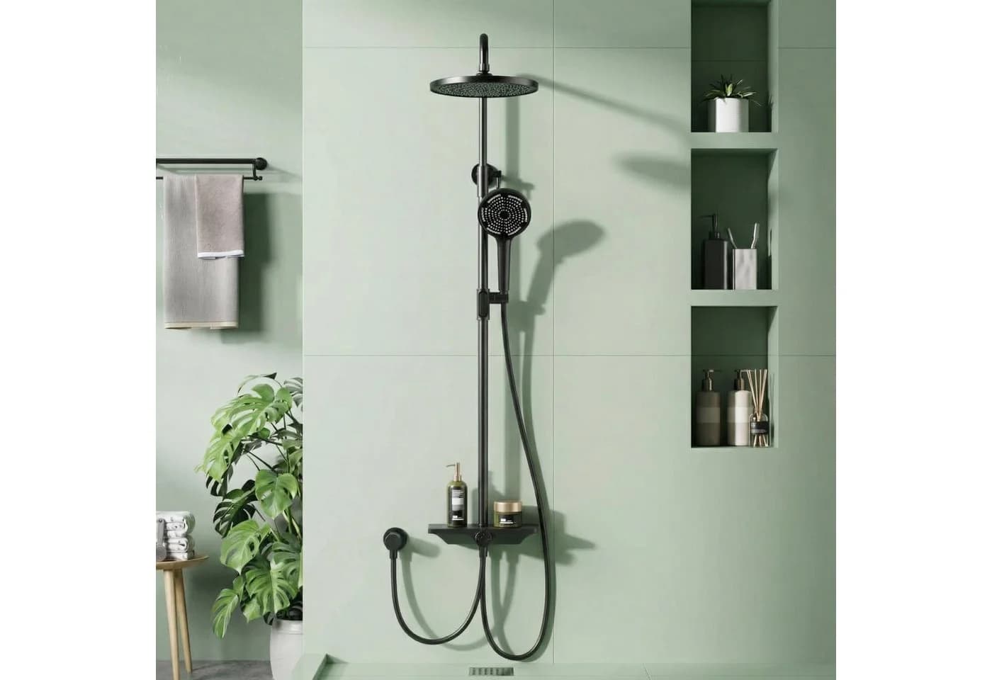 GarveeMore Duschset mit XXL-Regenduschkopf 25cm & Handbrause Schwarz - Bild 2
