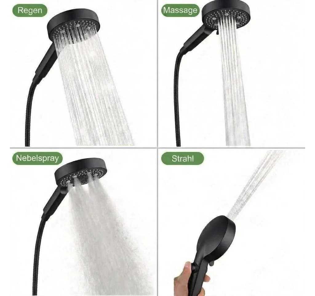 GarveeMore Duschset mit XXL-Regenduschkopf 25cm & Handbrause Schwarz - Bild 4