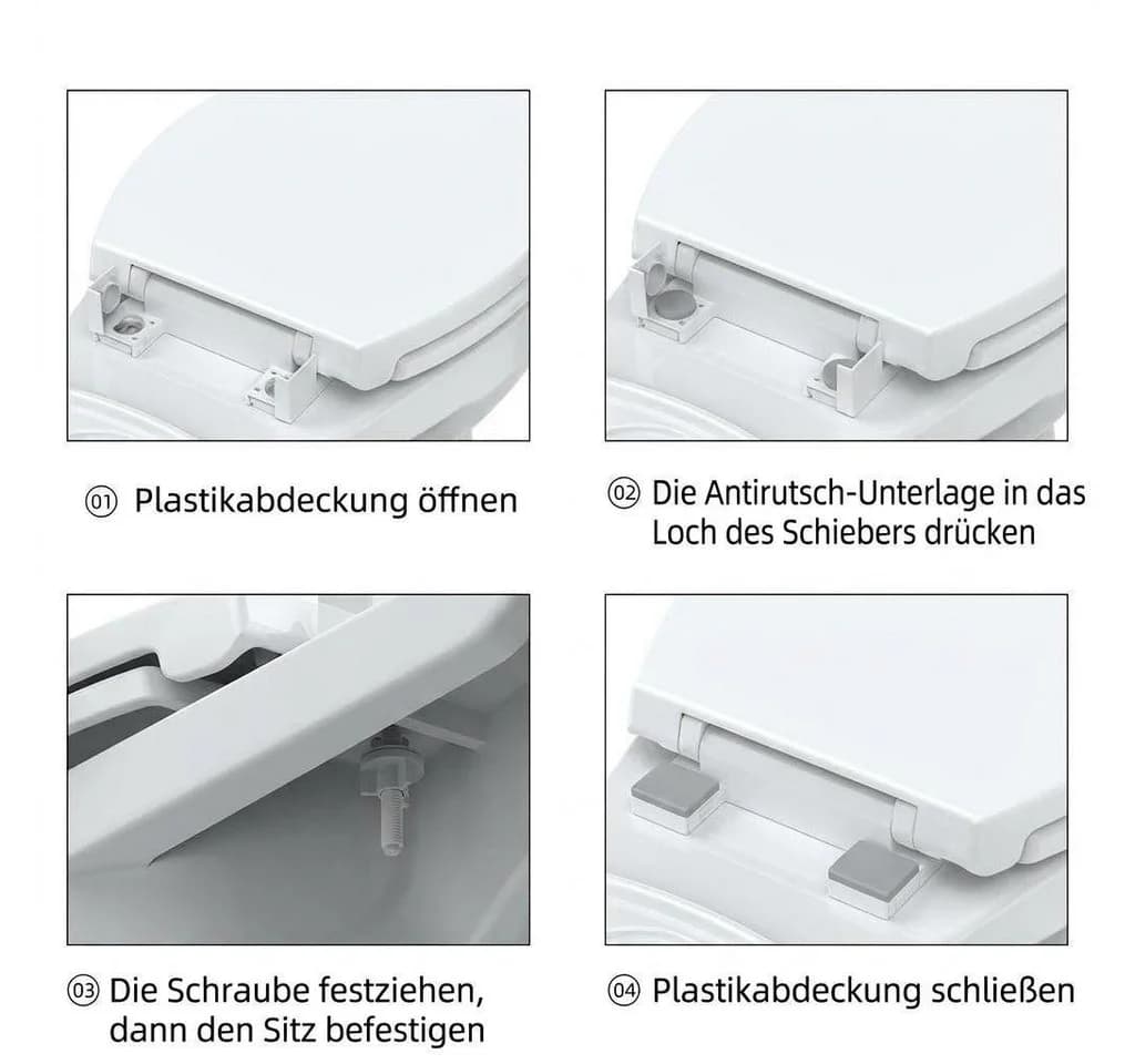 GarveeMore Toilettensitz Rund Weiß Soft-Close Schnell-Release - Bild 3