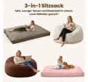 GarveeMore Relaxsessel 3-in-1 Sitzsack Bett grau Memory-Schaum Bild 4