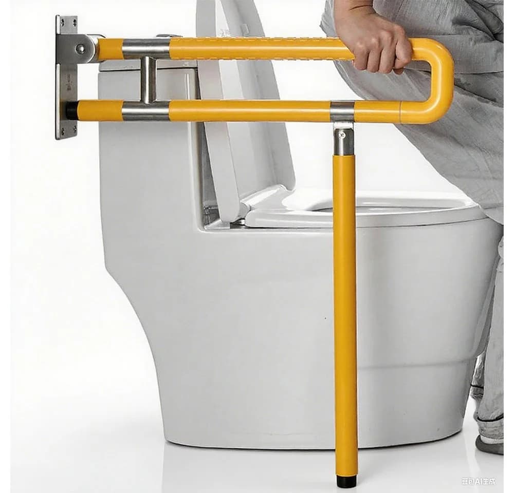 GarveeMore Haltegriff Toilette Edelstahl Zusammenklappbar Gelb - Bild 2