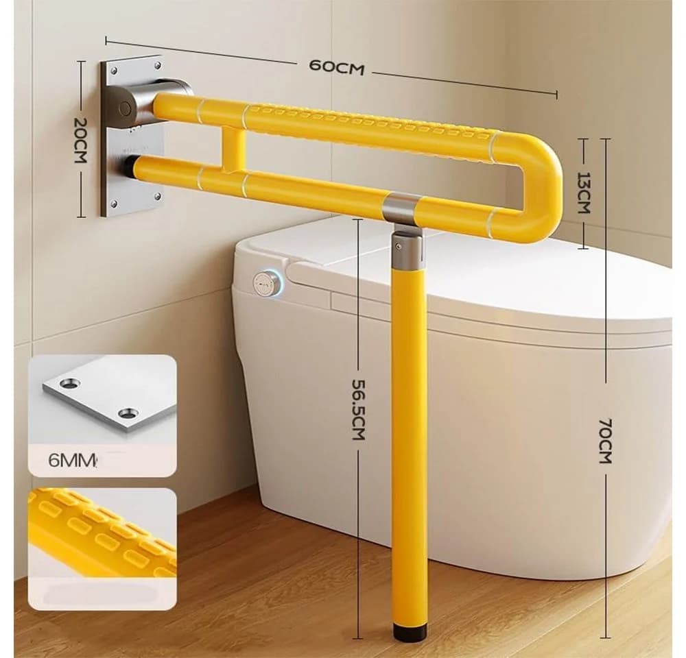 GarveeMore Haltegriff Toilette Edelstahl Zusammenklappbar Gelb - Bild 3