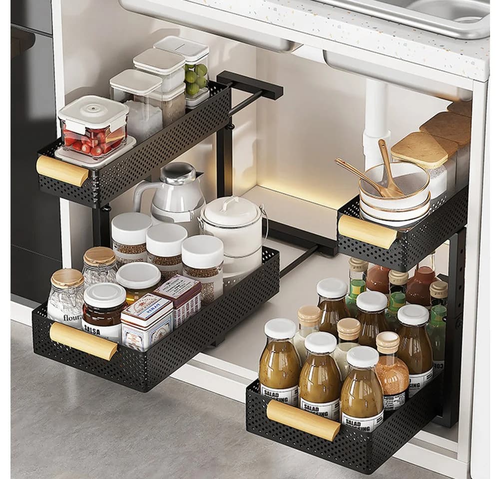GarveeMore Küchenorganizer 2-stufig Weiß Metall - Bild 4