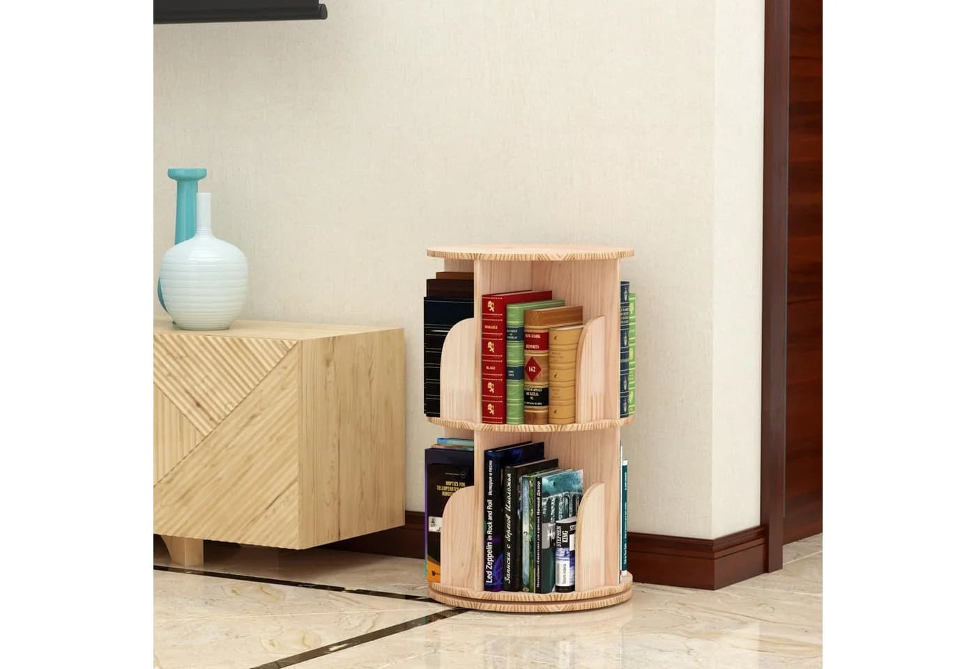 GarveeMore Bücherregal 360 Grad Drehbar Massivholz - Bild 5