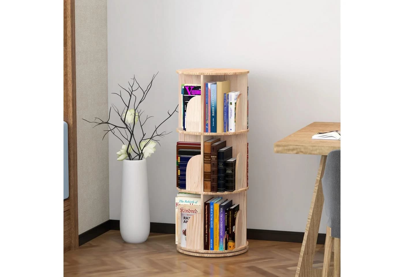 GarveeMore Bücherregal 360 Grad drehend Massivholz - Bild 4