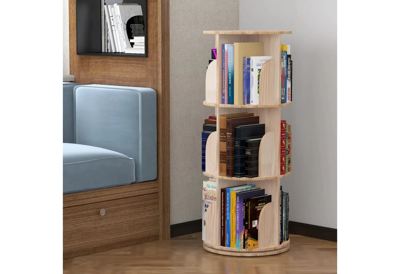 GarveeMore Bücherregal 360 Grad drehend Massivholz - Bild 5