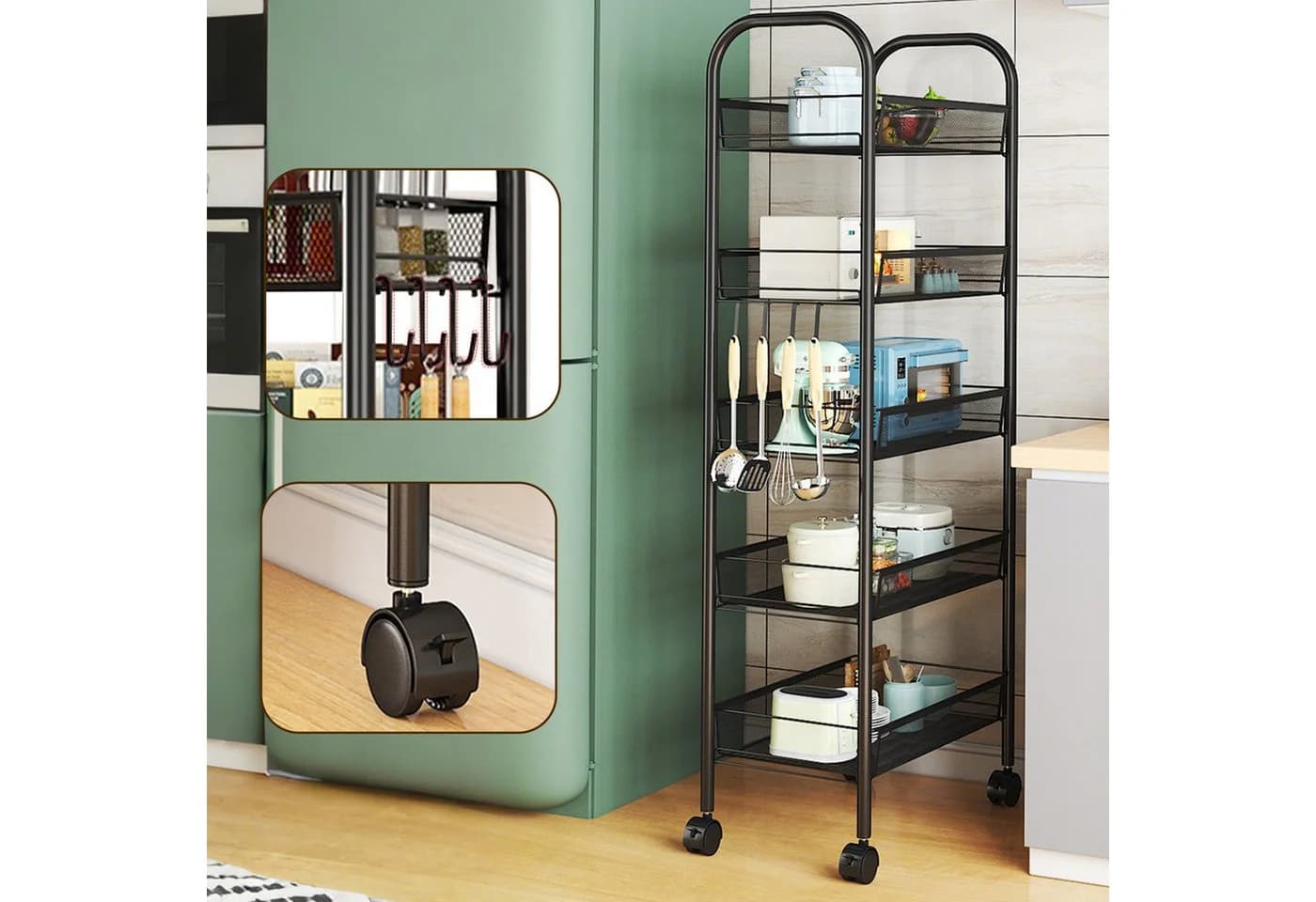 GarveeMore Standregal Metall Schwarz Multi-Layer Küche Rack