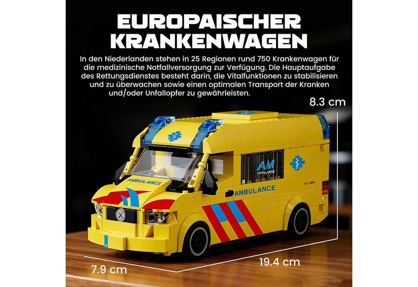 Bundviel Stadt-Rettungswagen Bausteine Set 648 Teile Gelb - Bild 4