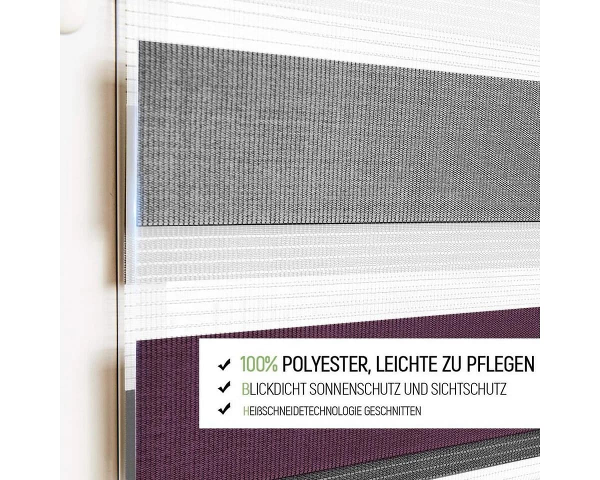 OUBO Doppelrollo Klemmfix ohne Bohren Verdunkelnd Polyester - Bild 2