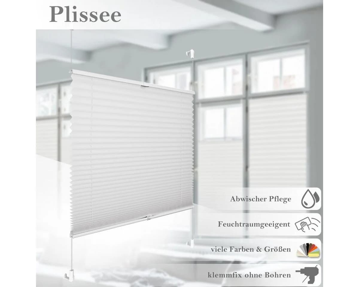 OUBO Plissee ohne Bohren Klemmfix Sichtschutz Sonnenschutz