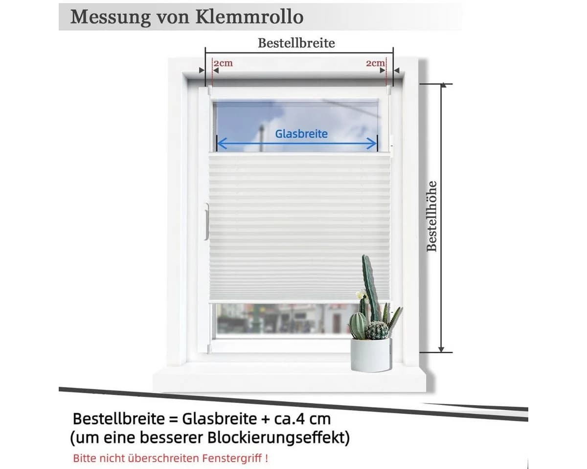 OUBO Plissee ohne Bohren Klemmfix Sichtschutz Sonnenschutz - Bild 4