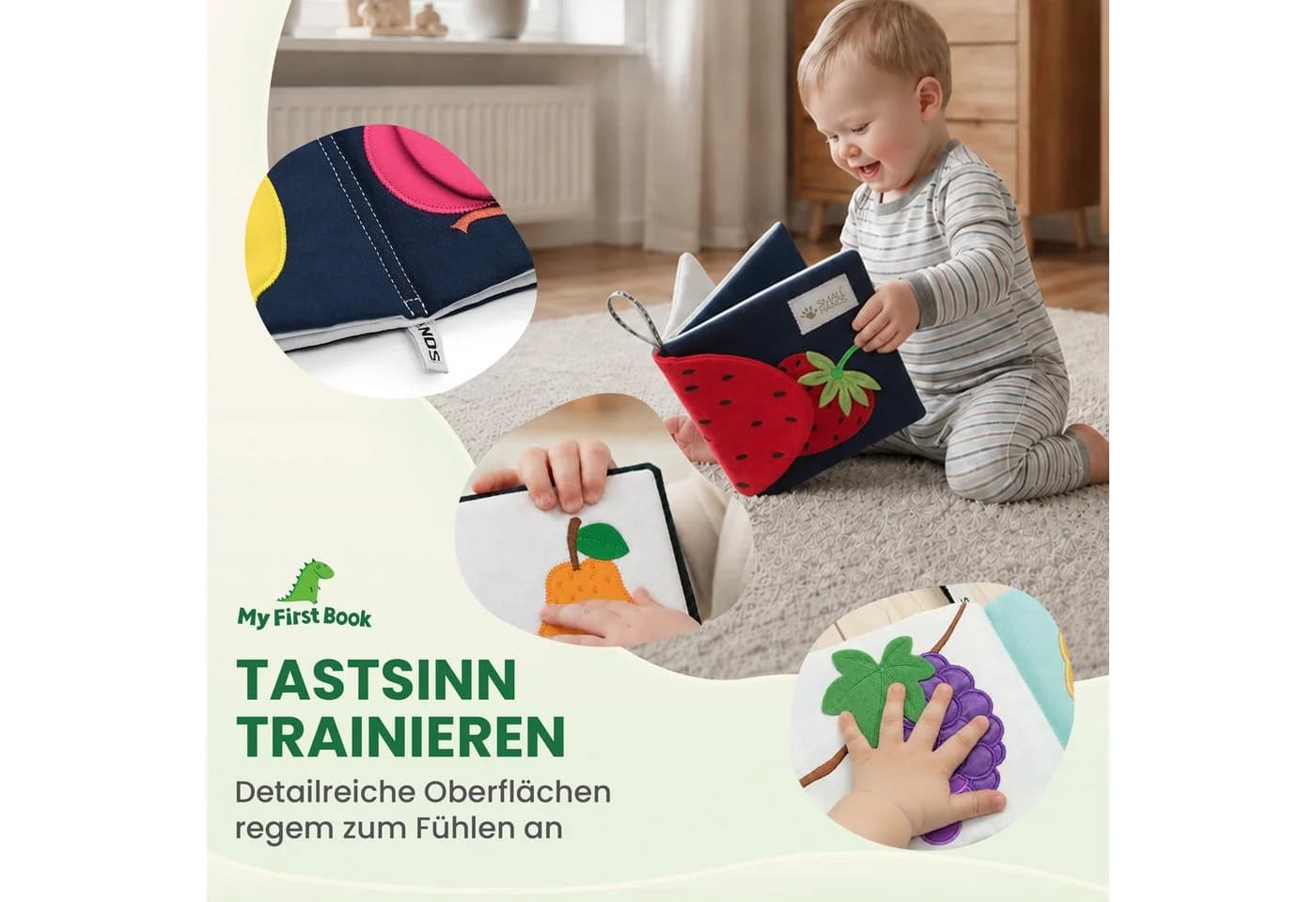 My First Book Stoffbuch Small Hands Bunte Früchte 0-12 Monate Fühlbuch - Bild 4