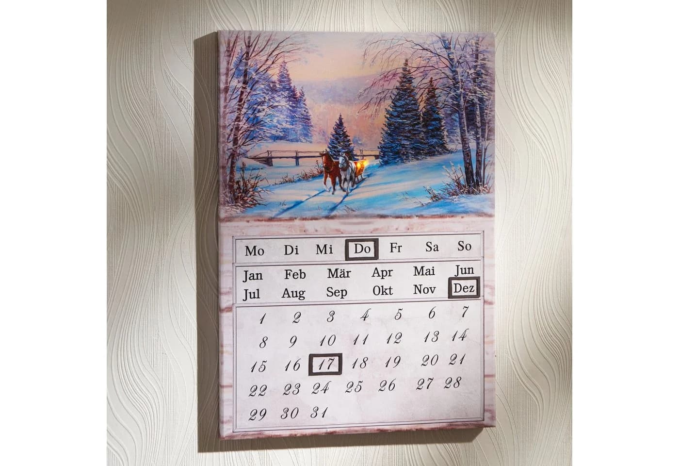 3PAGEN LED Dekoobjekt Ewiger Kalender Winterlandschaft Wandkalender - Bild 2