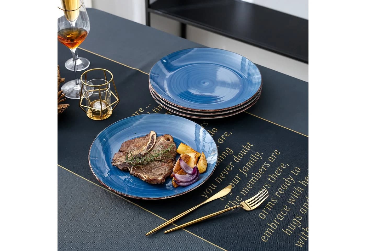 vancasso Speiseteller 4-tlg. Blau Steingut - Bild 5