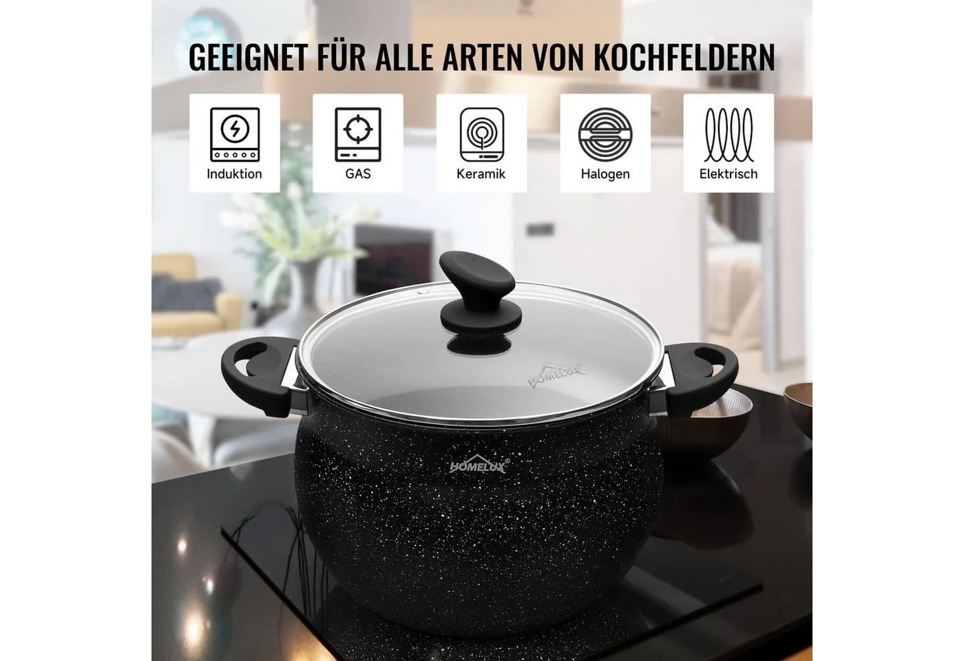 HOMELUX Suppentopf Aluminium mit Glasdeckel Induktionsgeeignet - Bild 5
